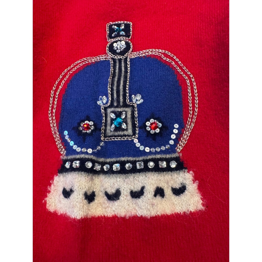Mini Boden Roald Dahl Red Wool Crown Sequin Sweater Kids 9-10Y 30091 - Picture 2 of 8